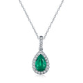 Luxury Emerald Gemstones Necklace Sterling Silver Necklace Women  Jewelry Pendant Necklace