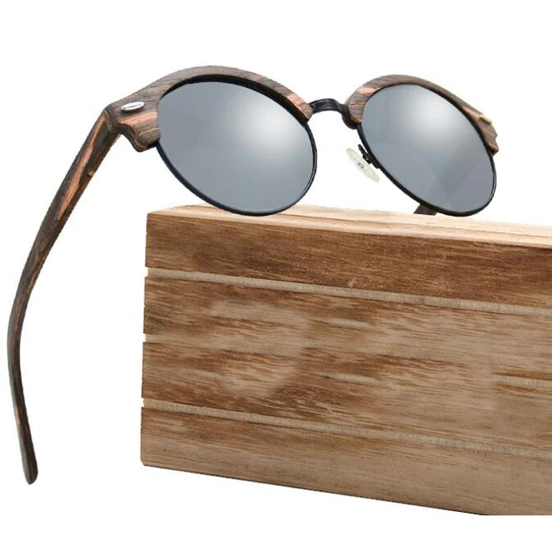 2027 Super Thin Wood Men Pilot Round Sunglasses Women Brand Designer Vintage Small Sun Glasses Ladies Shades Eyewear