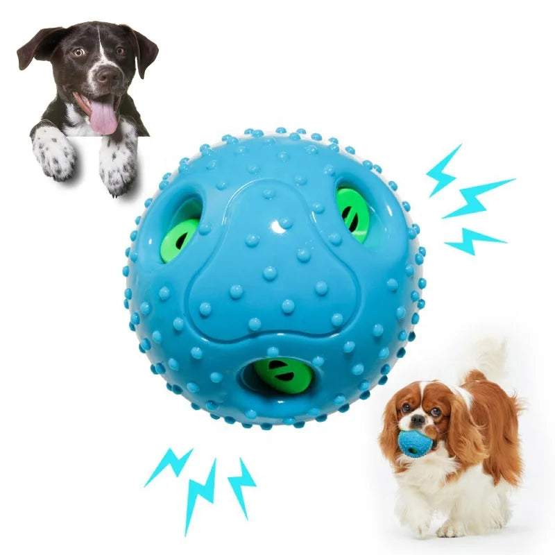 New Blue TPR Waterproof Lifelike Cartoon Pet Ball Toy Squeaky Chewable Bite-Resistant Whistle Sound Interactive Indoor/Outdoor