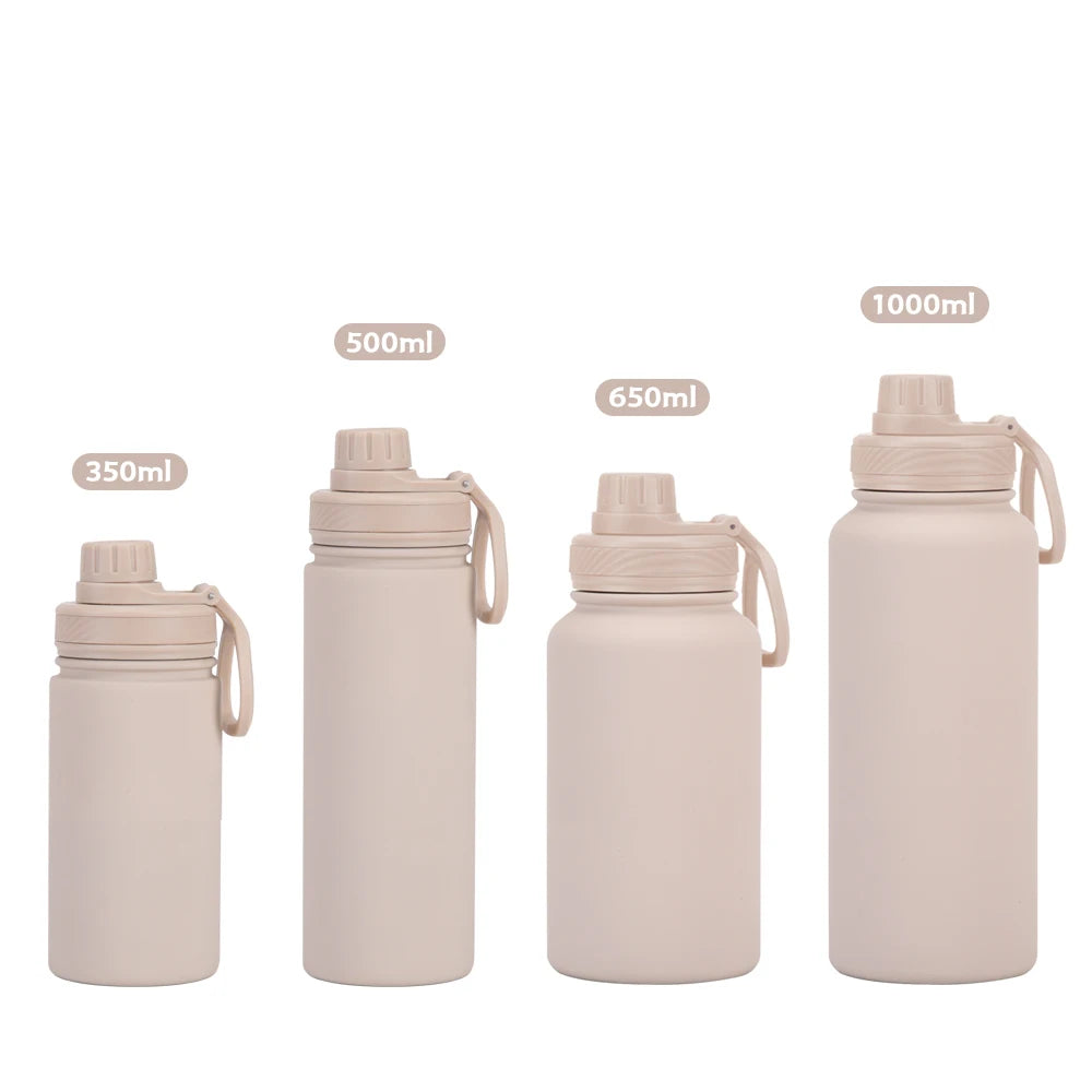 Portable Handle Insulated Fitness 350ml 316L Stainless Steel Wide-Mouth Sports Water Bottle for Gym Outdoor