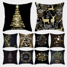 Christmas Decorations Home Decor Christmas Pattern New Year Pillow Case Linen Christmas Cushion Cover for Sale