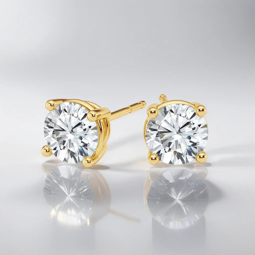 Starsgem Hot Sale Style 10k 14k  18k Solid Gold 0.5ct 1ct 2ct Lab Grown Diamond Gold Stud Earrings Women Fine Jewelry Earrings
