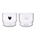 Hot Sale Clear Double Wall Glass Mug Modern Design Cartoon Printed Smiling Face Leak-Proof BPA Free Back School for Milk Coffee