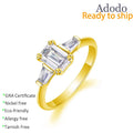 Fine Jewelry Simple Design S925 Sterling Silver Gold Plated Four-claw 5*7MM Emerald Cut Rectangle Moissanite Ring for Women