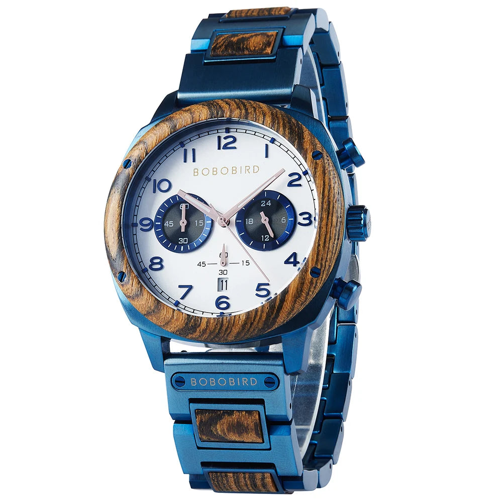 Luxury Business Sports Quartz Unisex Wooden Wristwatch Waterproof Chronograph Pointer Luminous Hands Calendar Custom Antique