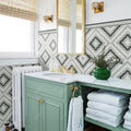 Hotel Restaurant Project Shower Floor Bathroom Kitchen Wall Backsplash 2" Ceramic Matte Green Mix Triangle Geometric Mosaic Tile