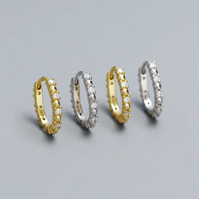 925 Sterling Silver U Shape Gold/Silver Beads Luxury Diamond Hoop Earrings for Women