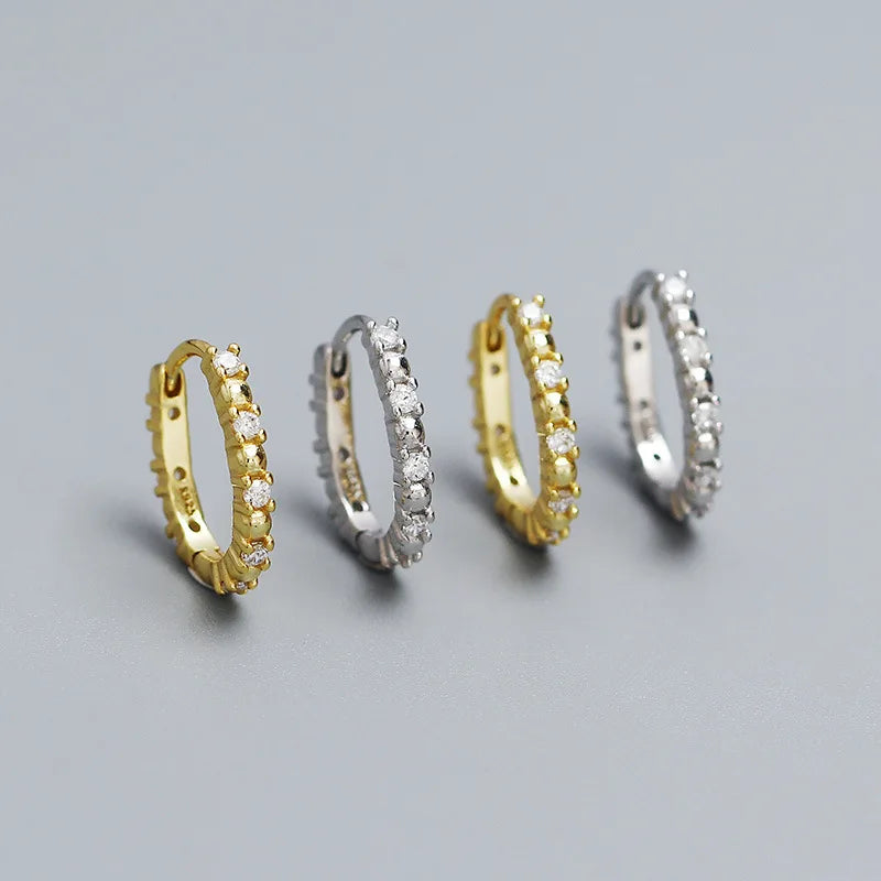 925 Sterling Silver U Shape Gold/Silver Beads Luxury Diamond Hoop Earrings for Women