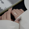 S925 Sterling Silver Woven Twisted Zircon Ring Fashion Luxury Love Butterfly Adjustable Silver Rings for Women Valentine's Day