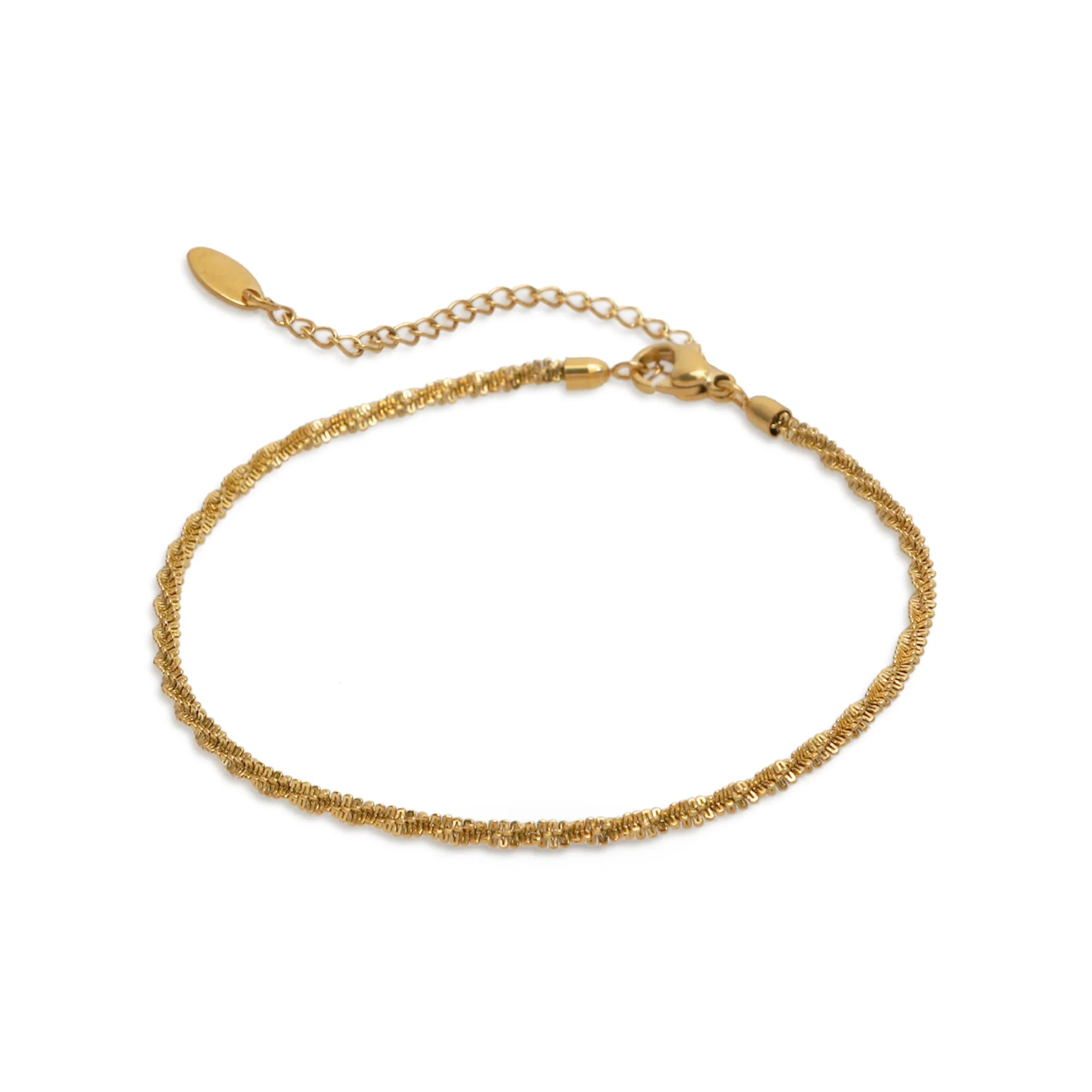 Chris April Fashion Jewelry 316L Stainless Steel 18k PVD Gold Plated Basic Minimalistic Shiny Twinkling Chain Anklet