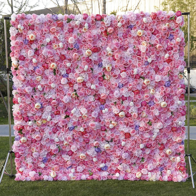 Wholesale Custom Cloth Artificial Flowers Wall Decorations for Home Background Flower Wall Decor Wedding Backdrop Decoration