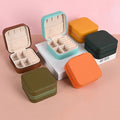Custom logo PU Leather Mini Cute Travel Small Jewelry Box Necklace Earring Ring Square Jewelry Box Organizer