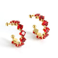 Stainless Steel Zircon Stud Earrings Trendy Women's Gold Plated Fashionable Colorful Jewelry for Wedding Engagement