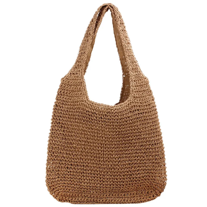 Moroccan Women Handbag Handmade Woven Shoulder Bag Large Capacity Vacation Beach Tote Bag Ladies Straw Bag