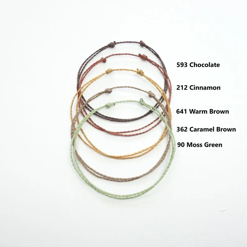 Minimalist Handmade String Bracelet Adjustable Friendship Bracelet Wax String Boho Surfer Bracelet Men and Women