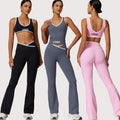 Custom Logo Quick Dry High Stretchy Sportswear Workout Women Yoga Leggings Pants Flares Active Wear Gym Fitness Yoga Sets