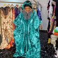 2023 African Muslim Dresses for Women Eid Al-Fitr Robe With Scarf Boubou Muslim Puff Sleeve Robe Abaya