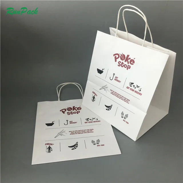 Wholesale Custom Printed Logo Kraft Bags Grease Oil Proof for Fried Food Burgers Pizza Milk Sushi Salad Chewing Gum Packaging