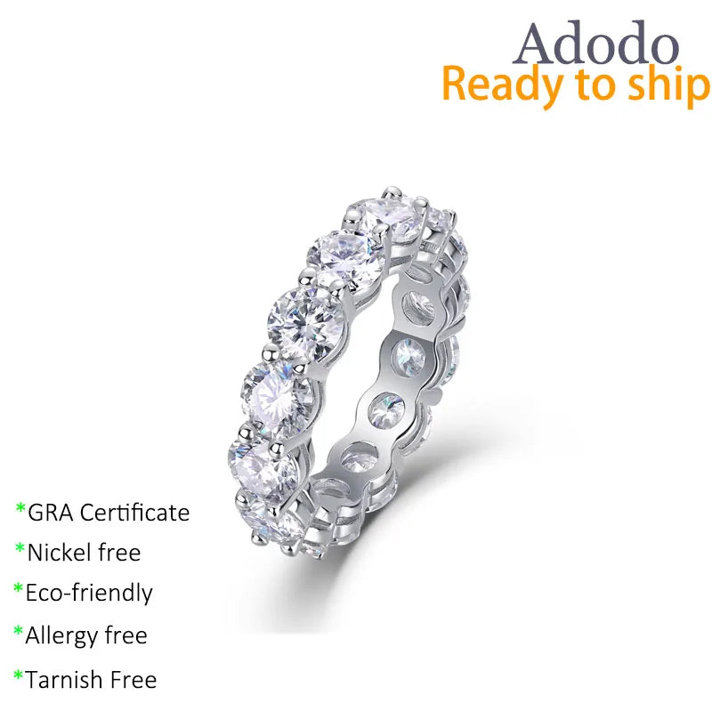 Custom Moissanite Diamond Women'S Eternity Band Rings Moissanite Jewelry S925 Sterling Silver Engagement Diamond Promise Rings