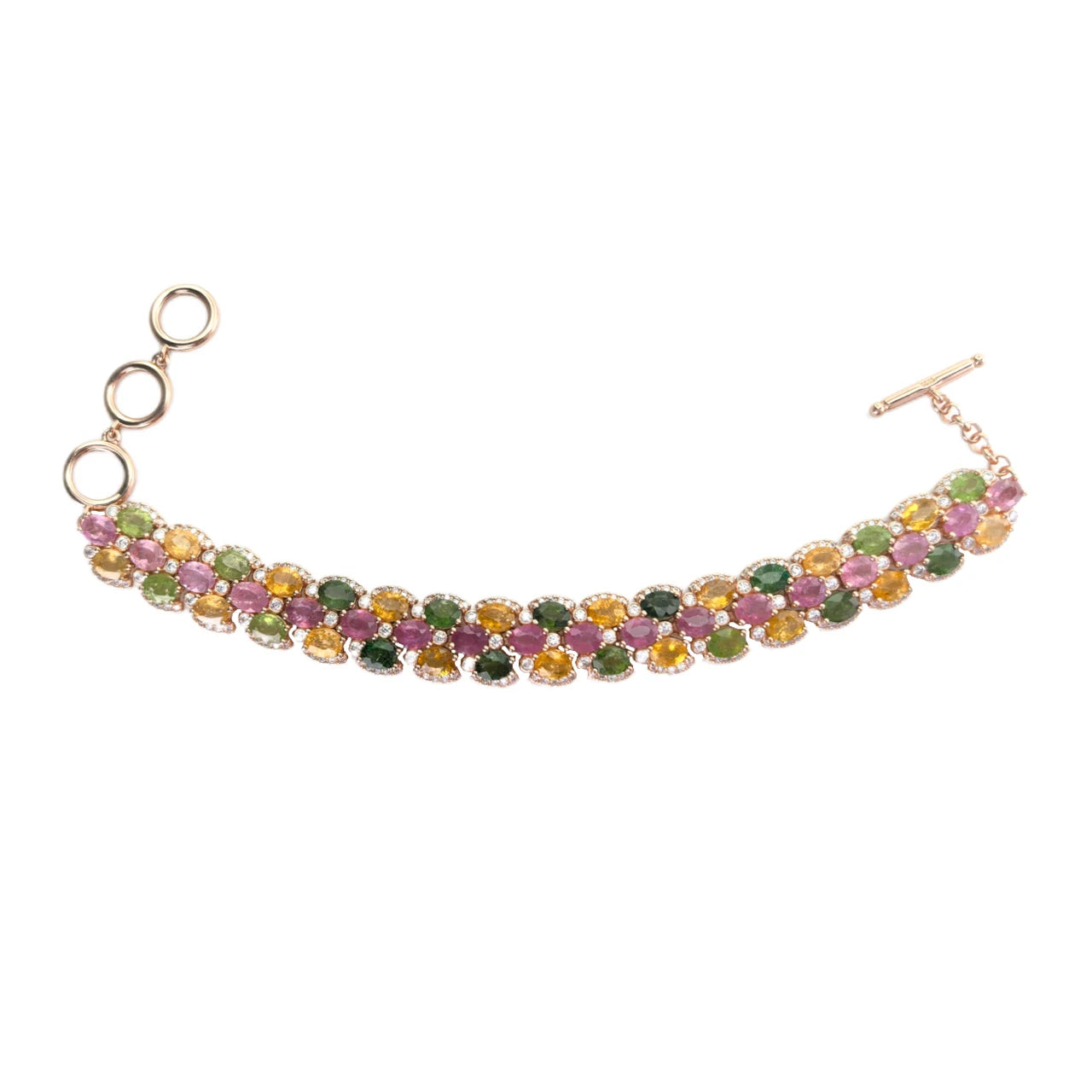 Luxurious Rose Gold Plated Sterling Silver 925 Bracelet for Women Fine Natural Tourmaline Jewellery for Parties and Weddings
