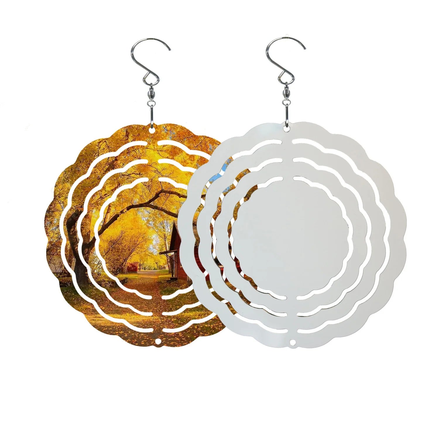 White Sublimation DIY Yard Decoration Double-Sided Heat Transfer Printed Metal Wind Chimes Creative Garden Ornaments