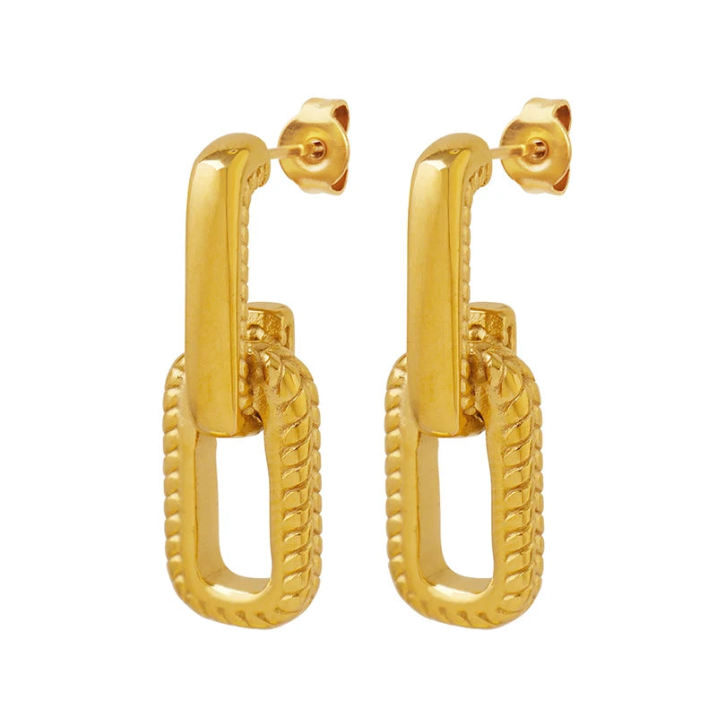 Hot Designer Earrings Geometric Box Texture Earrings