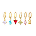 Wholesale Color Geometric Ear Buckle Set Europe and the United States Fashion Micro-Inset Colorful 18K Gold Zircon Earrings