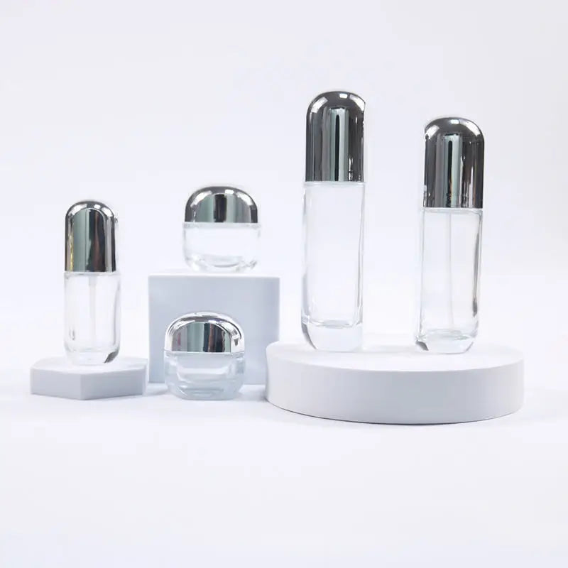 Eco Friendly Refillable 30g 50g Glass Cosmetic Lotion Serum Bottle Custom Cream Jar Pump Bottle Free Face Cream for Skin Care
