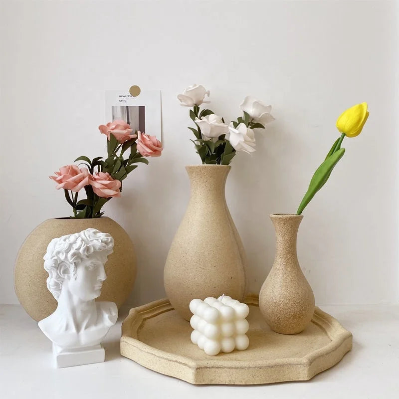 Modern Looking Wooden Tabletop Vase Ins Style Elegant Small Wine Cabinet Dried Flower Arrangement Living Room Ornaments Crafts