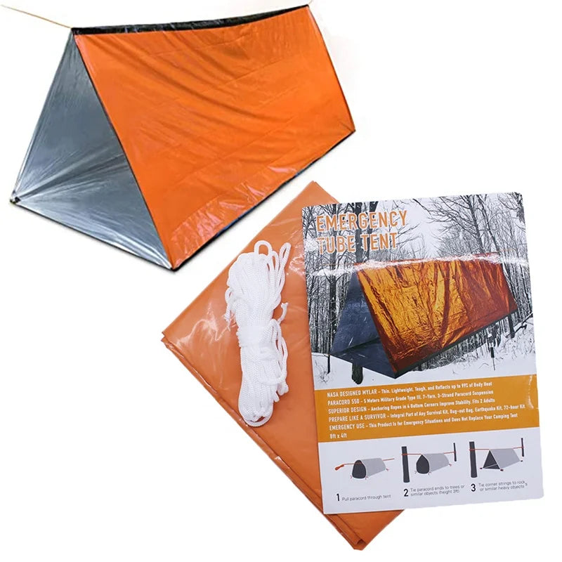 48x96 Inch Heavy Duty Emergency Tube Tent Windproof Waterproof Portable Shelter for Survival Gear Resistant to Wind Weather