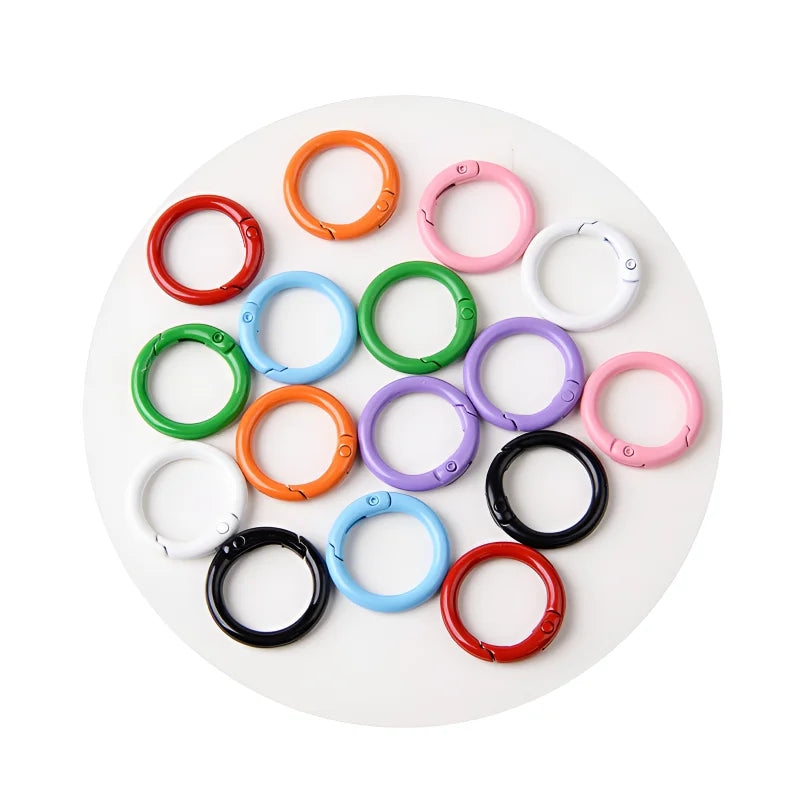 Colorful 24mm Metal O Spring Ring Clasps Zinc Alloy Round Carabiner Key Chain Clips Hook Good Quality