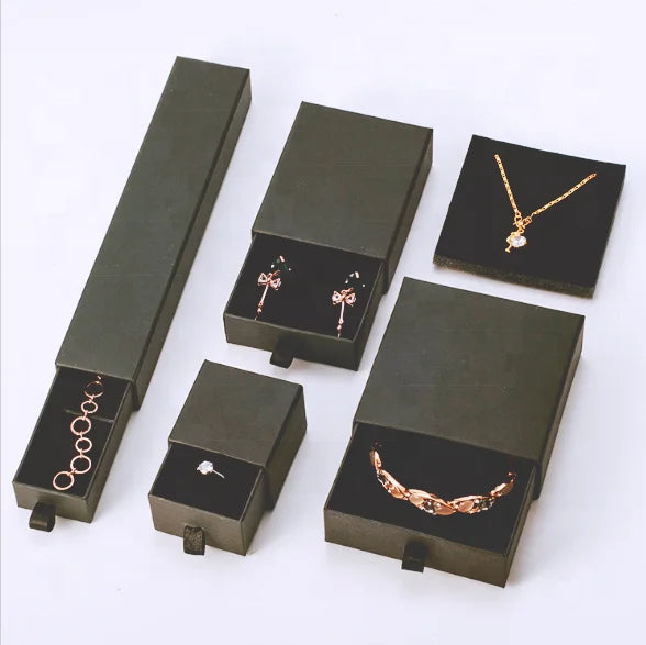 Wholesale Different Size Stock Kraft Paper Jewelry Packaging Drawer Box With Custom Logo