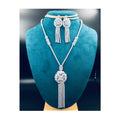 UAE 2PCS Luxury Long Tassel Jewelry Set for Women Wedding Cubic Zircon CZ African Dubai Bridal Jewelry