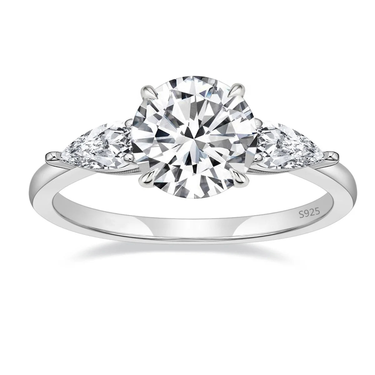 Hot Selling Luxury 925 Sterling Silver Rings Fashion Jewelry 2CT Moissanite Engagement Ring for Women
