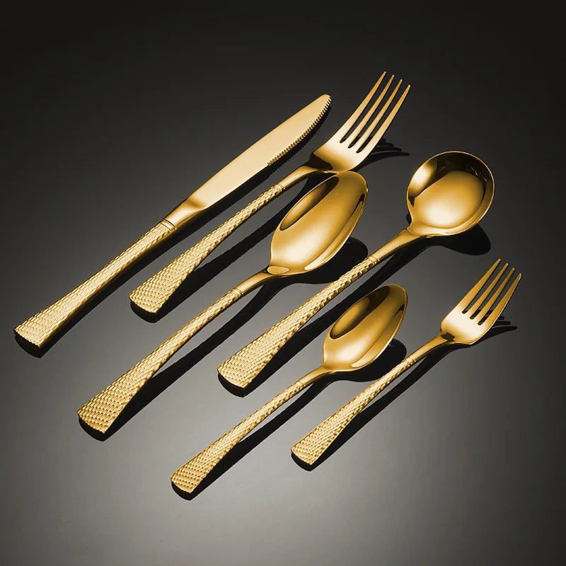 Creative Fishtail Design 304 Stainless Steel Flatware Set Luxury Gold Silverware Wedding Cutlery Set