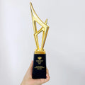Gold Resin Glass Plaque Crystal Trophy with Black Base MH-NJ0161