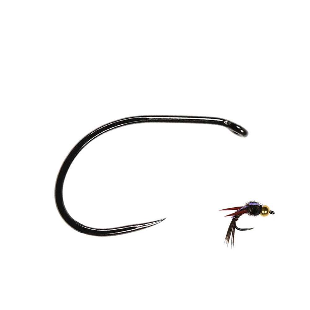 Wholesale High-Carbon Steel Fly Tying Nymph Scud Pupa Hook Barbless Black Nickel Fly Fishing Lure