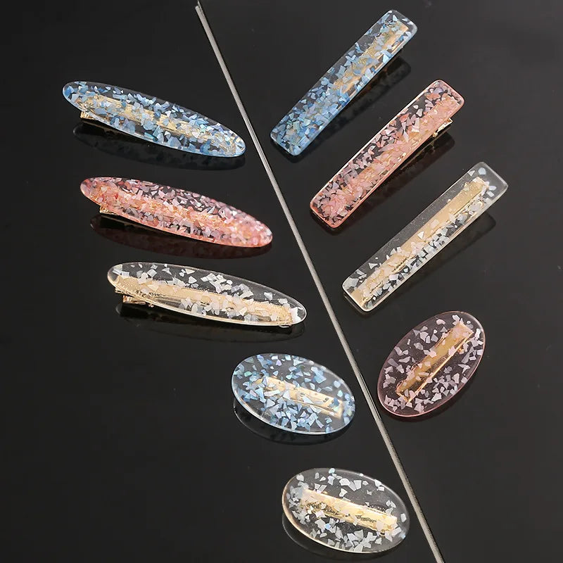 Hair Barrettes Fashion Geometric Glitter Vintage Hair Clips for Women Girls Acetate Hair Accessories Acetic Acid Resin Acrylic