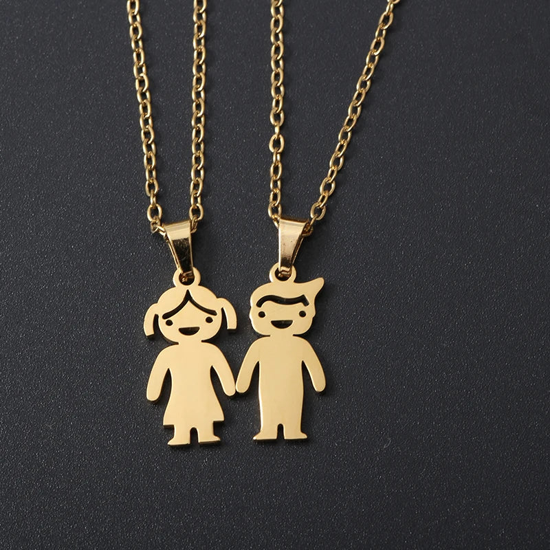 Factory Wholesale 18K Gold Plated Stainless Steel Custom Name Love Boy Girl Pendant Necklace