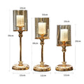 Light Luxury Nordic Metal and Glass Tall Candle Holders with Glass Ornaments Retro Design Easter Home Decor
