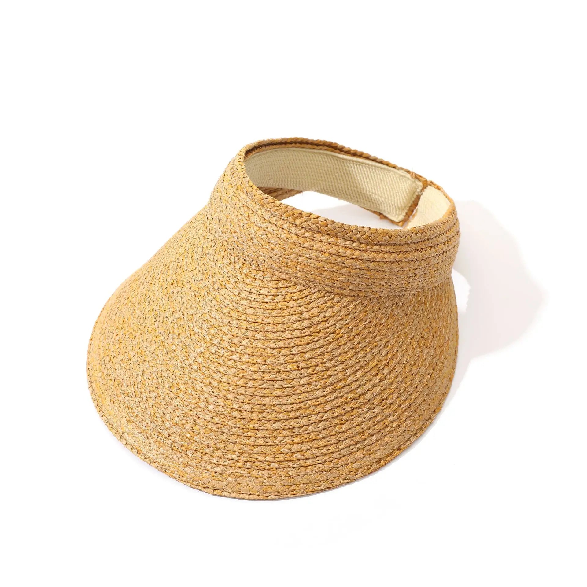 Woman Summer Straw Sun Visor Hat Outdoor Visor Beach Caps Wide Brim Empty Top Cap Female Anti UV Beach Cap