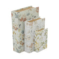Set of 3 Decorative Keepsake Boxes Canvas Decorative Box Storage Book Book Shaped Boxes with Varying Coral and Shell Patterns