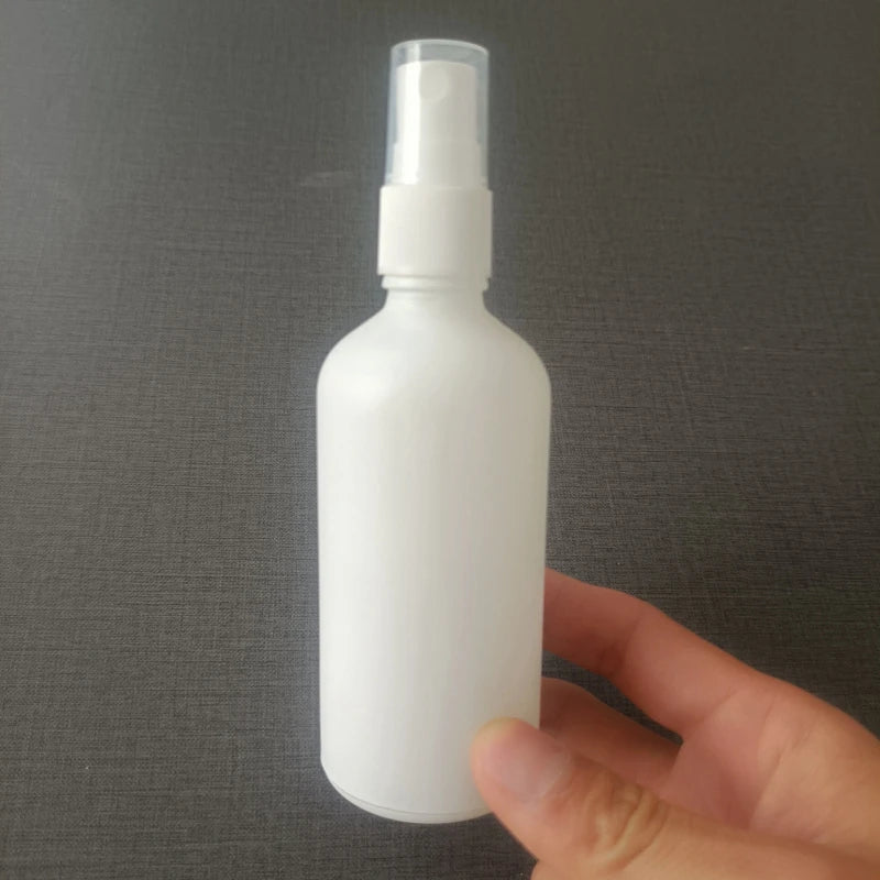 100ml White Glass Beak Face Cream Cosmetic Bottle With White Plastic Serum Pump Mist Spray