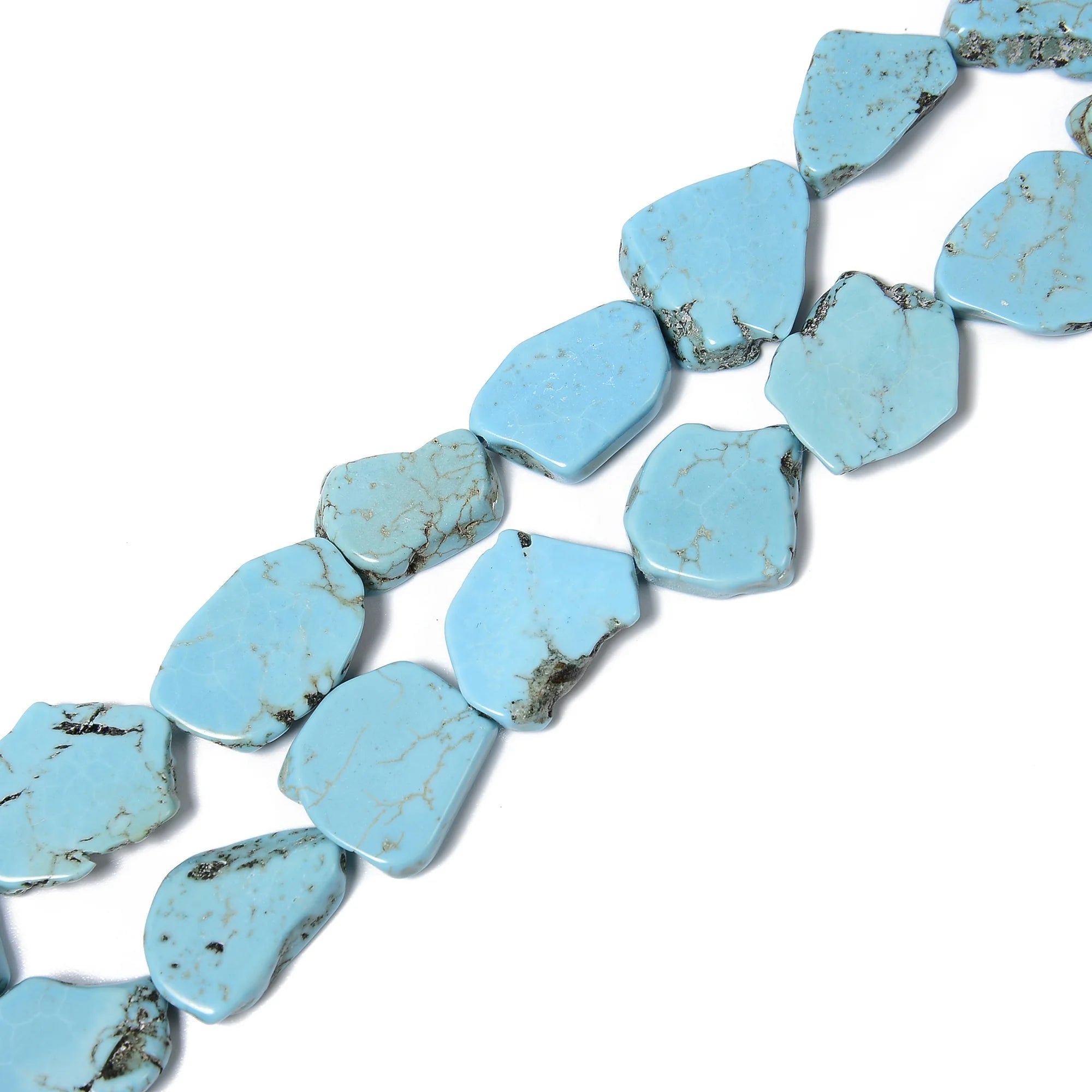 20x25mm 25x30mm Blue Magnesite Turquoise Freeform Slab Slice Beads Gemstone Loose Beads for Jewelry Making