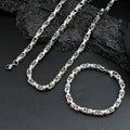 Fashion Non Tarnish 316l Stainless Steel Byzantine Chain Bracelet and Necklace Jewelry Set for Men