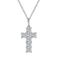 RINNTIN LZN12 8A Cubic Zirconia Religious Cross Women's Crystal Minimalist Cross 925 Silver Necklace Jewelry