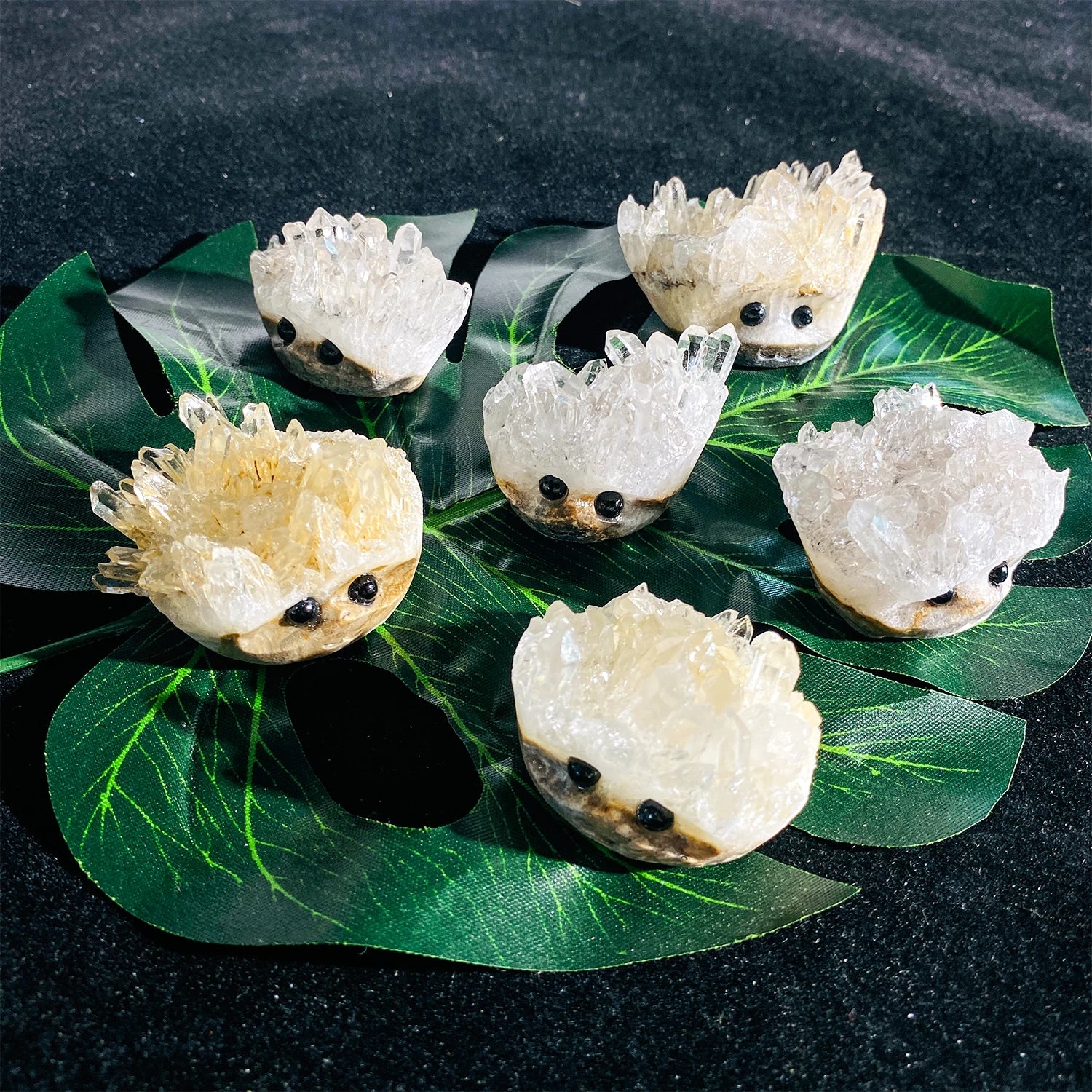 Natural Crystal Hedgehogs Hand Carved Crystal Cluster Hedgehog Cute Animals Sculpture Wholesale