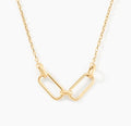 Inspire Jewelry Stainless Steel 18K Gold PVD Plated Rectangle Circle Pendant Necklace Geometric Double Circle Choker Necklace