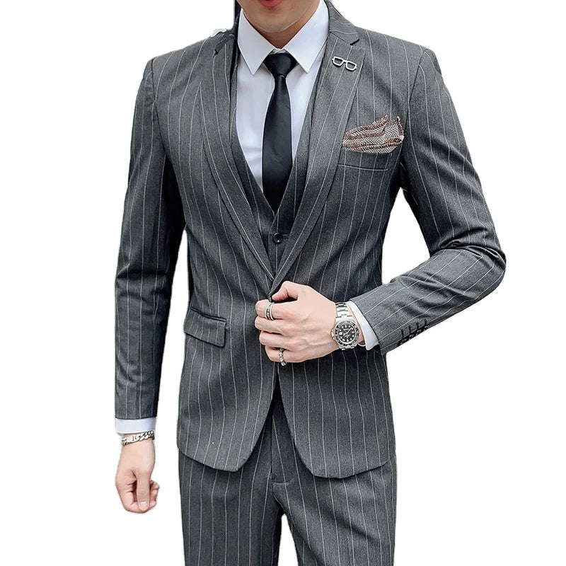 3-Piece Single Breasted Plus Size Waterproof Blazer Vest Pants Groom Wedding Business MTM Mens Suit Turkish Para Hombre