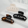 Wjia Advanced Sense Maillard Simple Retro Amber Red Brown Hollow Hair Shark Clip Back Head Hair Grab Clip Female Made Resin